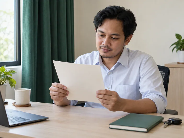 Pelanggan membaca helaian kosong di meja rumah